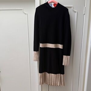 Black and Tan Long Sleeve Knit Dress
